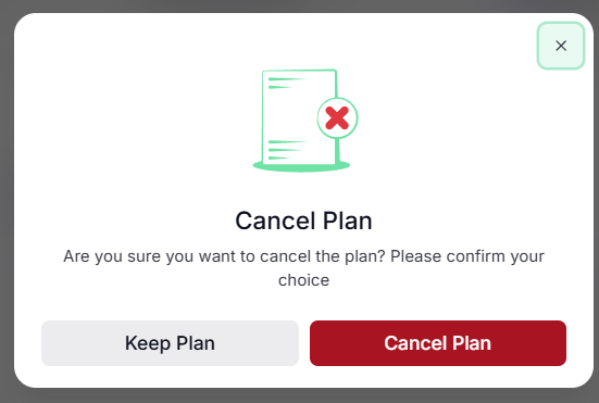bevestig cancel plan