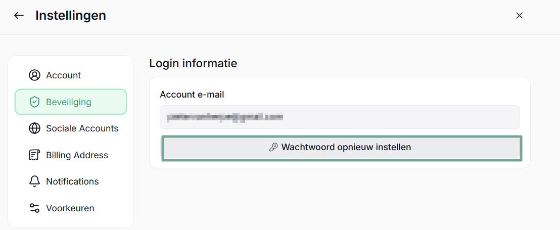 wachtwoord opnieuw instellen